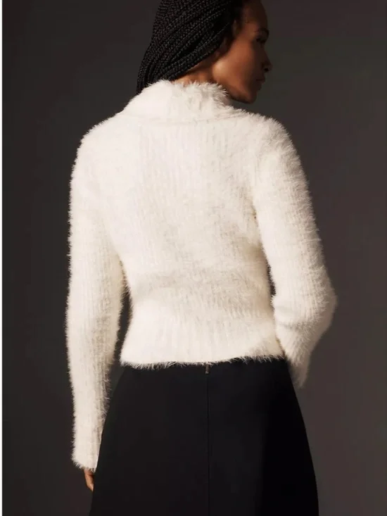 Anthropologie Pearl Button Fuzzy Cardigan Sweater - Picture 3 of 8